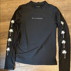 Billabong Black Long Sleeve Tee with White Palm Design